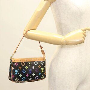 LOUIS VUITTON Monogram Multicolor Pochette Accessoires Black M92648 Auth 127223V